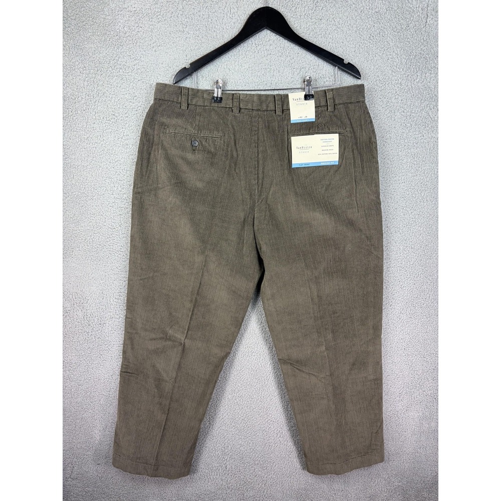 Van Heusen Studio Pants Mens 40x29 Brown Corduroy Flat Front Dress Casual Mens - Picture 2 of 8